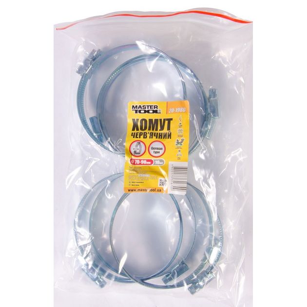 Хомут червячний оцинкований MASTERTOOL німецького типу 9.0 мм Ø70-90 мм 10 шт 20-1986, фото , зображення 2 | SNABZHENIE.com.ua Хомут червячний оцинкований MASTERTOOL німецького типу 9.0 мм Ø70-90 мм 10 шт 20-1986, фото , зображення 2 | SNABZHENIE.com.ua