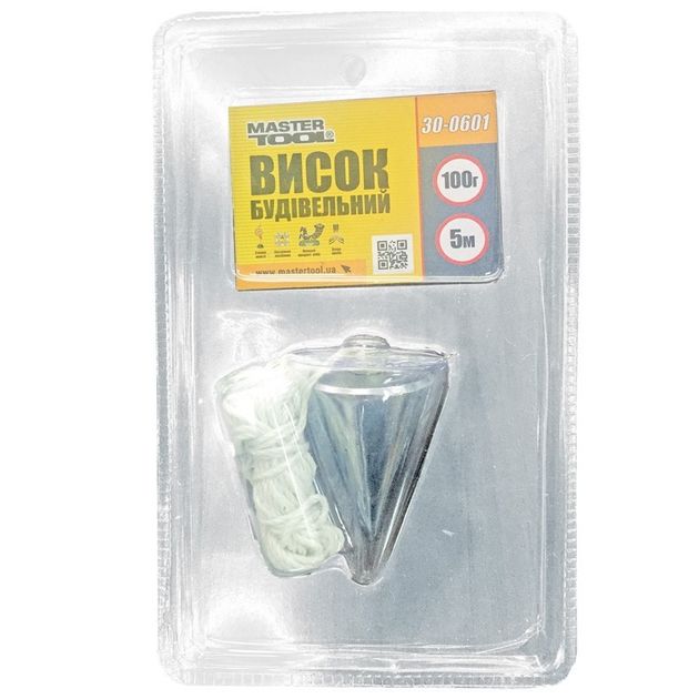 Отвіс будівельний MASTERTOOL металевий конусний 100 г 30-0601, фото , зображення 2 | SNABZHENIE.com.ua Отвіс будівельний MASTERTOOL металевий конусний 100 г 30-0601, фото , зображення 2 | SNABZHENIE.com.ua