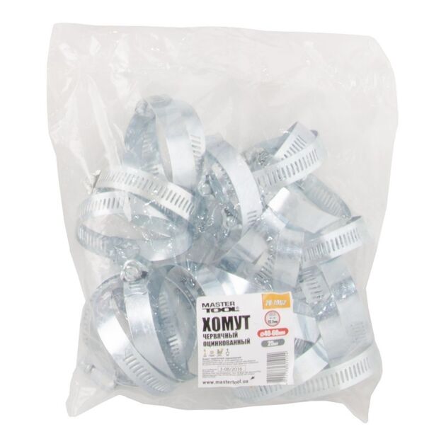 Хомут червячний оцинкований MASTERTOOL American type 12.7 мм Ø40-60 мм 25 шт 20-1962, фото , зображення 2 | SNABZHENIE.com.ua Хомут червячний оцинкований MASTERTOOL American type 12.7 мм Ø40-60 мм 25 шт 20-1962, фото , зображення 2 | SNABZHENIE.com.ua