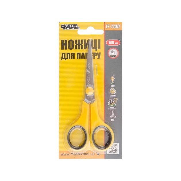 Ножиці для паперу MASTERTOOL 140 мм 17-1140, фото , зображення 2 | SNABZHENIE.com.ua Ножиці для паперу MASTERTOOL 140 мм 17-1140, фото , зображення 2 | SNABZHENIE.com.ua