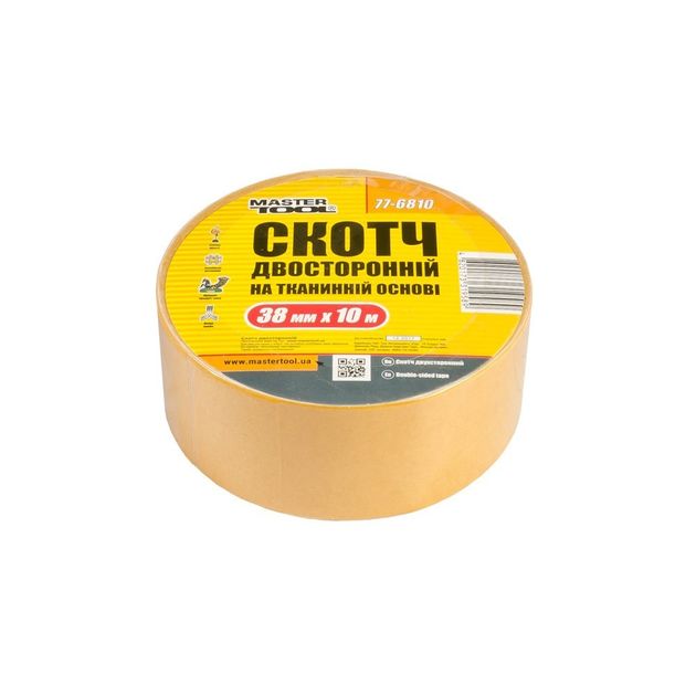 Скотч двосторонній на тканевій основі MASTERTOOL 38 мм 10 м 77-6810, фото  | SNABZHENIE.com.ua