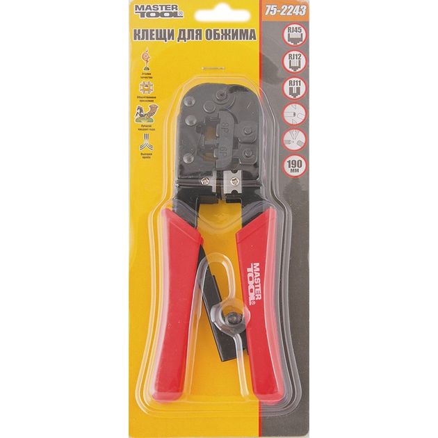 Кліщі для обжиму штекерів MASTERTOOL RJ11/RJ12/RJ45 190 мм 75-2243, фото , зображення 2 | SNABZHENIE.com.ua Кліщі для обжиму штекерів MASTERTOOL RJ11/RJ12/RJ45 190 мм 75-2243, фото , зображення 2 | SNABZHENIE.com.ua