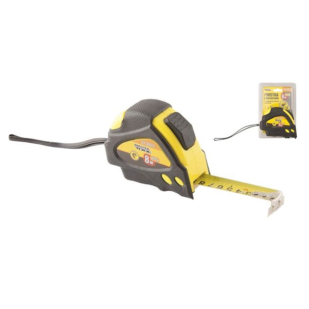 Рулетка MASTERTOOL 8 м с магнитами и 2 фиксаторами 61-8025, фото  | SNABZHENIE.com.ua