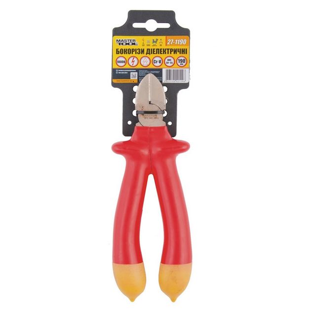 Бокорезы диэлектрические MASTERTOOL 190 мм CrV6150 HRC 50-55, фото , изображение 2 | SNABZHENIE.com.ua Бокорезы диэлектрические MASTERTOOL 190 мм CrV6150 HRC 50-55, фото , изображение 2 | SNABZHENIE.com.ua