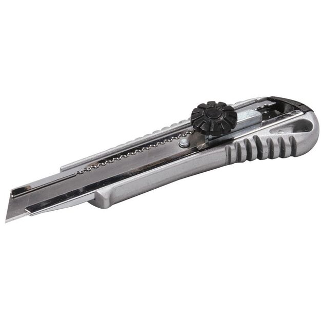 Нож MASTERTOOL 18 мм металевий з напрямною винтовий замок 17-0198, фото  | SNABZHENIE.com.ua