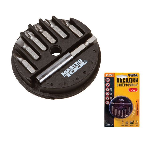 Насадки отверточные MASTERTOOL 7 шт. с держателем 40-0381, фото  | SNABZHENIE.com.ua