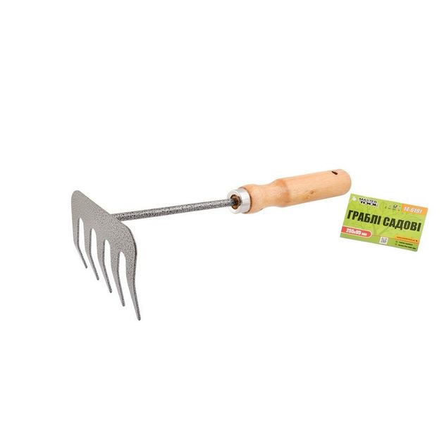 Садовые грабли MASTERTOOL с деревянной ручкой, 5 зубьев, 255х95 мм, фото  | SNABZHENIE.com.ua