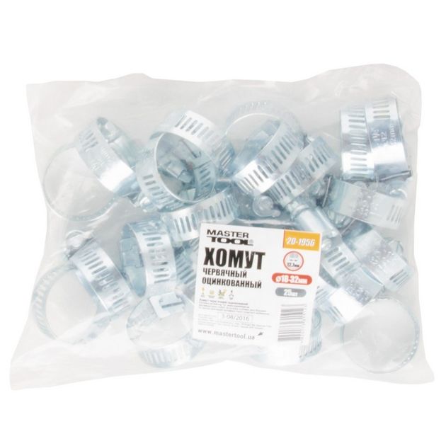 Хомут червячний оцинкований MASTERTOOL American type 12.7 мм Ø18-32 мм 25 шт 20-1956, фото , зображення 2 | SNABZHENIE.com.ua Хомут червячний оцинкований MASTERTOOL American type 12.7 мм Ø18-32 мм 25 шт 20-1956, фото , зображення 2 | SNABZHENIE.com.ua