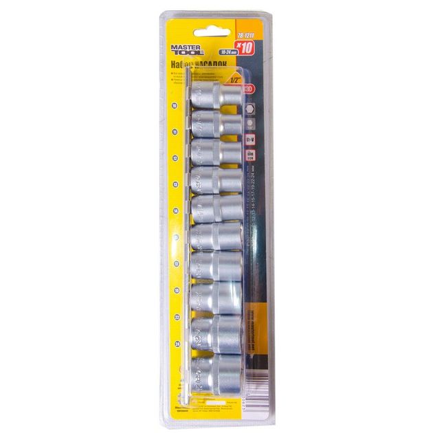 Набор торцевых насадок MASTERTOOL CRV 1/2" 10 шт (10-24 мм) 78-1211, фото , изображение 2 | SNABZHENIE.com.ua Набор торцевых насадок MASTERTOOL CRV 1/2" 10 шт (10-24 мм) 78-1211, фото , изображение 2 | SNABZHENIE.com.ua