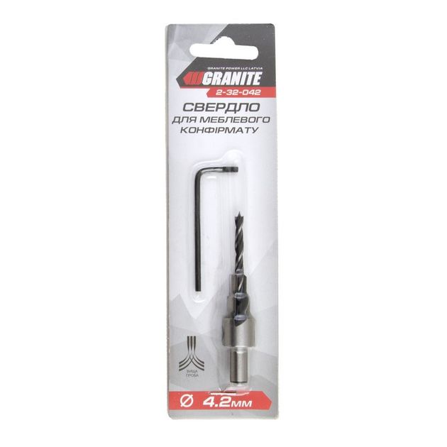 Сверло для меблевого конфірмата GRANITE 4,2 мм 2-32-042, фото , зображення 2 | SNABZHENIE.com.ua