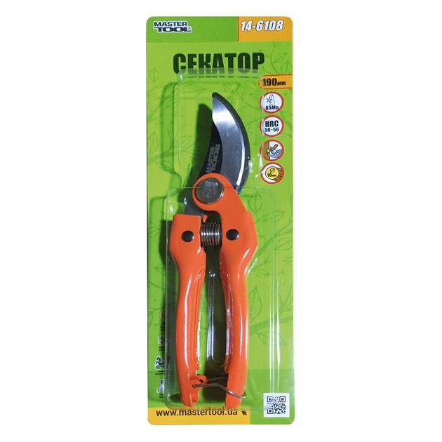 Секатор садовый MASTERTOOL 190 мм, лезвие Mn65, ручки металл, фото , изображение 2 | SNABZHENIE.com.ua Секатор садовый MASTERTOOL 190 мм, лезвие Mn65, ручки металл, фото , изображение 2 | SNABZHENIE.com.ua