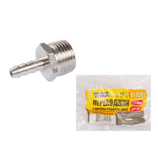 Переходник MASTERTOOL НР 1/2 на елочку 8 мм 81-9297, фото  | SNABZHENIE.com.ua