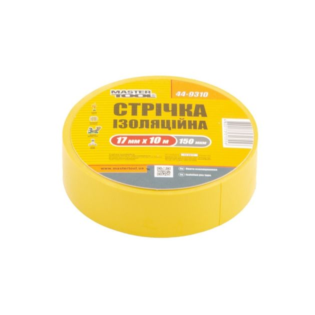 Изоляционная лента MASTERTOOL 0.15 мм 17 мм 10 м 10 шт желтая 44-9310, фото  | SNABZHENIE.com.ua