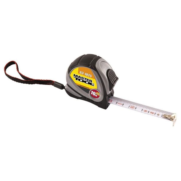 Рулетка MASTERTOOL 10 м 25 мм с фиксатором 63-1025, фото  | SNABZHENIE.com.ua