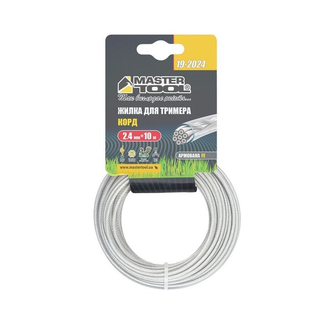 Леска для триммера MASTERTOOL зі сталевим сердечником 2,40 мм 10 м кругла 19-2024, фото , зображення 2 | SNABZHENIE.com.ua Леска для триммера MASTERTOOL зі сталевим сердечником 2,40 мм 10 м кругла 19-2024, фото , зображення 2 | SNABZHENIE.com.ua