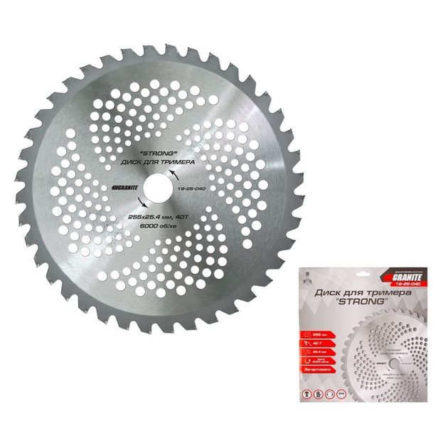 Диск триммера GRANITE STRONG 255х25.4х40Т с победитом 19-25-040, фото  | SNABZHENIE.com.ua