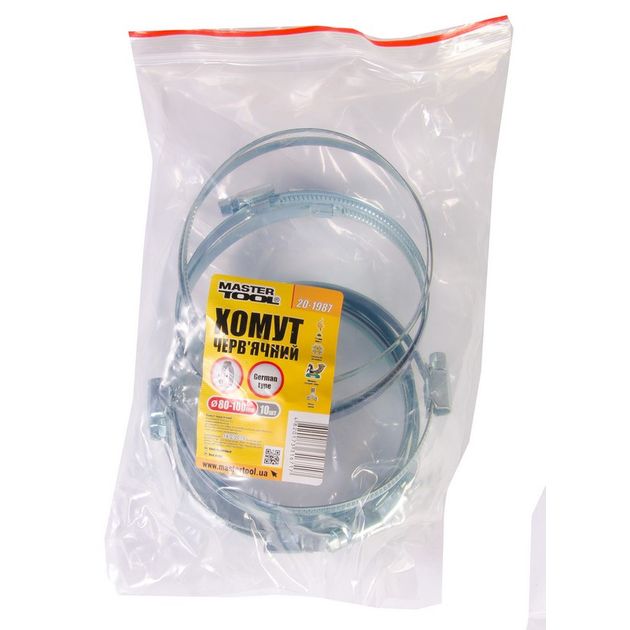 Хомут червячний оцинкований MASTERTOOL German type 9.0 мм Ø80-100 мм 10 шт 20-1987, фото , зображення 2 | SNABZHENIE.com.ua Хомут червячний оцинкований MASTERTOOL German type 9.0 мм Ø80-100 мм 10 шт 20-1987, фото , зображення 2 | SNABZHENIE.com.ua