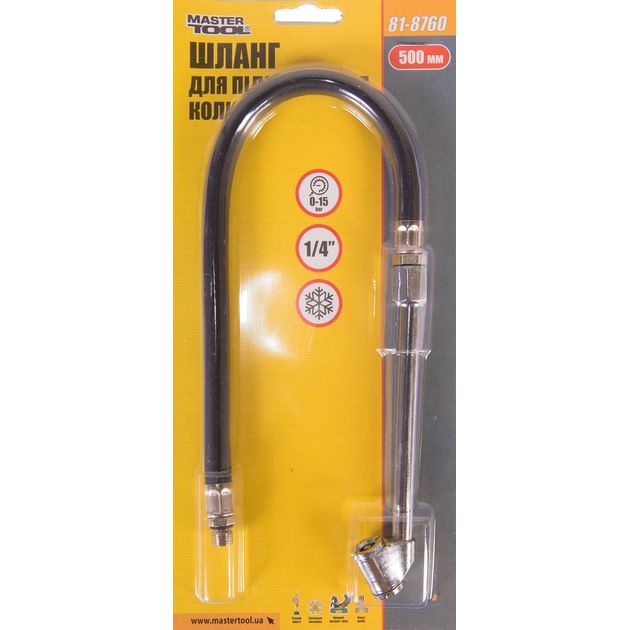 Шланг до пістолета для підкачки коліс MASTERTOOL 50 см з наконечником для вантажних автомобілів 81-8760, фото , зображення 2 | SNABZHENIE.com.ua Шланг до пістолета для підкачки коліс MASTERTOOL 50 см з наконечником для вантажних автомобілів 81-8760, фото , зображення 2 | SNABZHENIE.com.ua