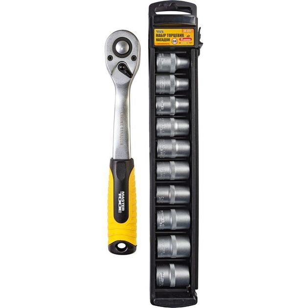 Набор насадок MASTERTOOL 1/2" 8-19 мм, трещотка 72Т, 11 шт., фото  | SNABZHENIE.com.ua