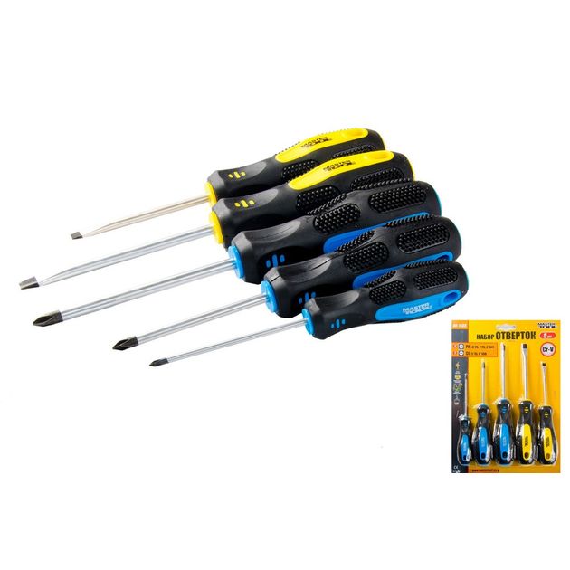 Набор отверток MASTERTOOL 5 шт (PH0/PH1/PH2/SL5/SL6) 40-1505, фото  | SNABZHENIE.com.ua