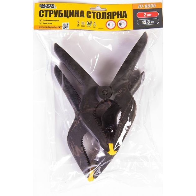 Струбцина столярная MASTERTOOL А 200 мм, 2 шт, зажим 95 мм, 15.3 кг, фото , изображение 2 | SNABZHENIE.com.ua
