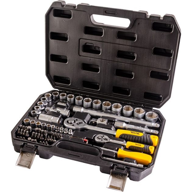 Набор насадок MASTERTOOL CrV 1/4-1/2, трещотка 72Т, 72 шт, кейс, фото  | SNABZHENIE.com.ua