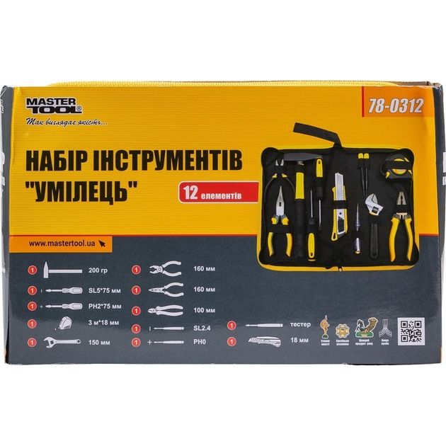 Набор инструментов MASTERTOOL Умелец, 12 предметов 78-0312, фото , изображение 2 | SNABZHENIE.com.ua Набор инструментов MASTERTOOL Умелец, 12 предметов 78-0312, фото , изображение 2 | SNABZHENIE.com.ua