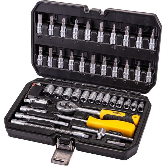 Набор насадок MASTERTOOL CrV 1/4" 4-14 мм, трещотка 72Т, 46 шт, кейс, фото  | SNABZHENIE.com.ua