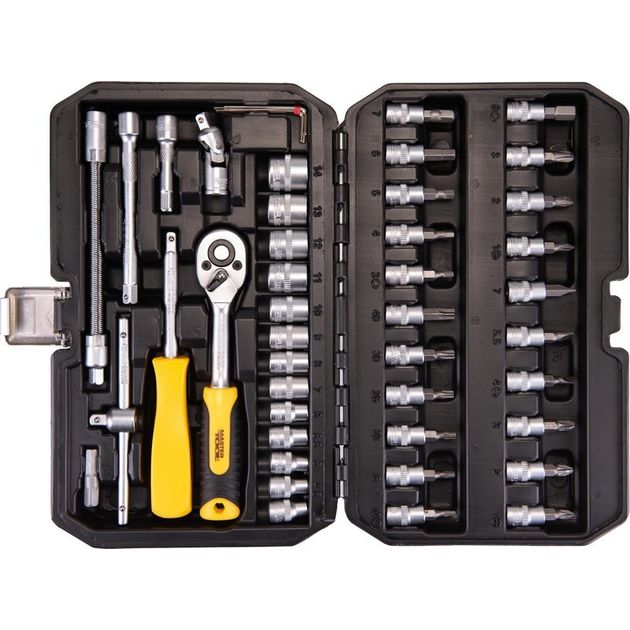Набір насадок торцевих MASTERTOOL CrV 1/4 4-14 мм трещотка 72Т 46 шт кейс 78-2047, фото , зображення 3 | SNABZHENIE.com.ua Набір насадок торцевих MASTERTOOL CrV 1/4 4-14 мм трещотка 72Т 46 шт кейс 78-2047, фото , зображення 3 | SNABZHENIE.com.ua