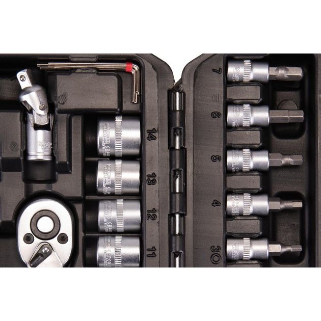 Набір насадок торцевих MASTERTOOL CrV 1/4 4-14 мм трещотка 72Т 46 шт кейс 78-2047, фото , зображення 5 | SNABZHENIE.com.ua Набір насадок торцевих MASTERTOOL CrV 1/4 4-14 мм трещотка 72Т 46 шт кейс 78-2047, фото , зображення 5 | SNABZHENIE.com.ua