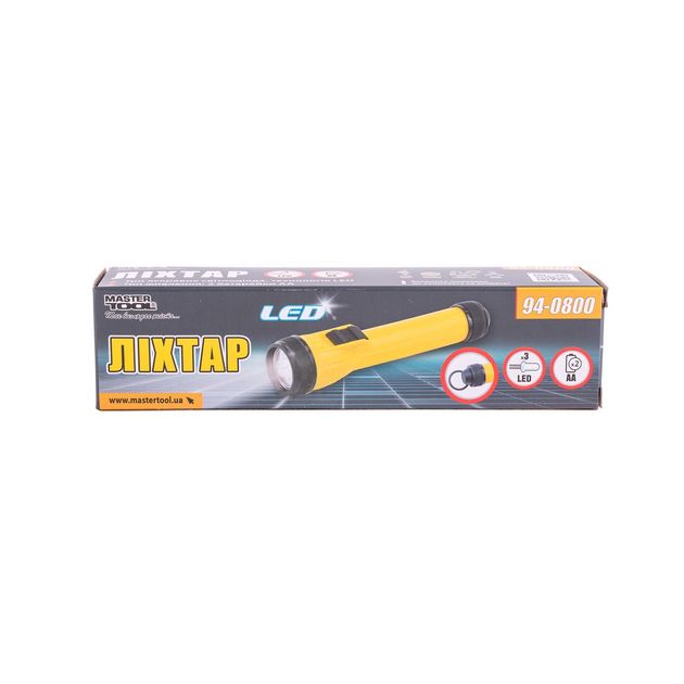 Фонарь MASTERTOOL 154x35 мм 3xLED 2xAA 94-0800, фото , изображение 5 | SNABZHENIE.com.ua Фонарь MASTERTOOL 154x35 мм 3xLED 2xAA 94-0800, фото , изображение 5 | SNABZHENIE.com.ua