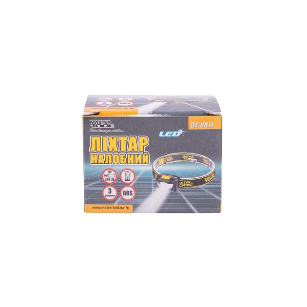 Фонарь налобний MASTERTOOL 3 режими 59х41х32 мм COB LED 3xAAA ABS 94-0811, фото , зображення 2 | SNABZHENIE.com.ua
