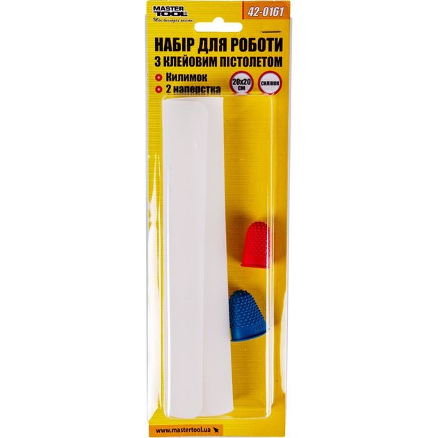 Коврик для клеевого пистолета MASTERTOOL 20х20 см + 2 наперстка, фото , изображение 2 | SNABZHENIE.com.ua