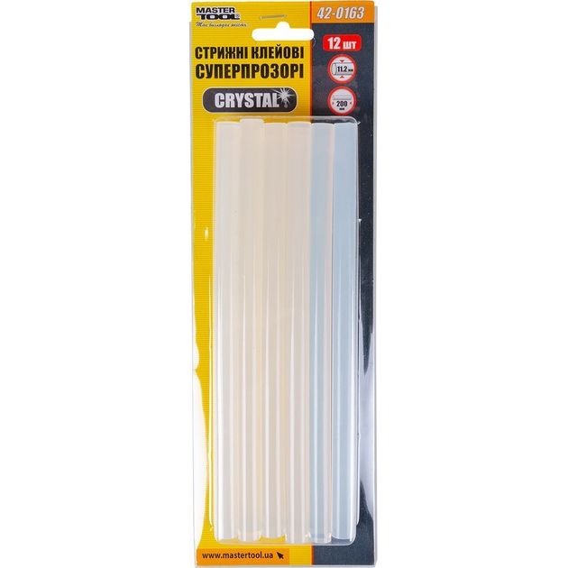 Клеевые стержни MASTERTOOL CRYSTAL 11.2x200 мм, 12 шт, 42-0163, фото , изображение 2 | SNABZHENIE.com.ua