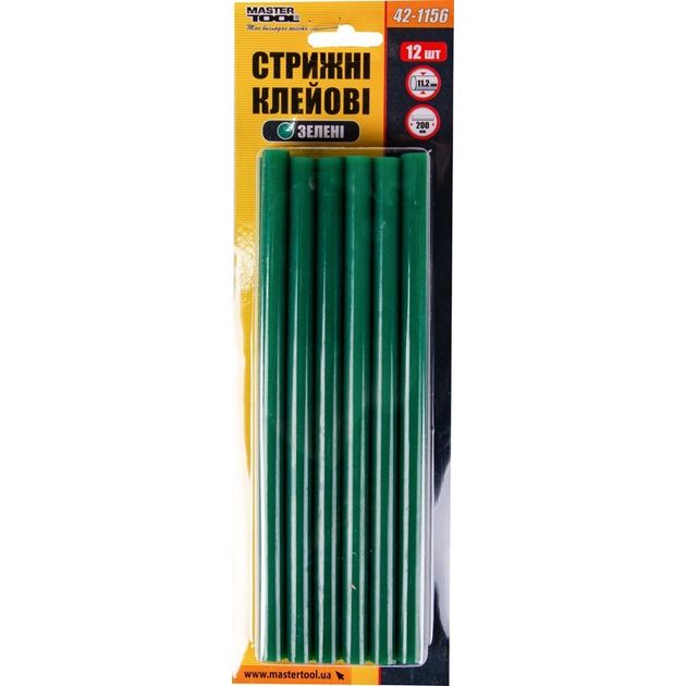 Клеевые стержни MASTERTOOL 11.2х200 мм 12 шт зеленые 42-1156, фото , изображение 2 | SNABZHENIE.com.ua Клеевые стержни MASTERTOOL 11.2х200 мм 12 шт зеленые 42-1156, фото , изображение 2 | SNABZHENIE.com.ua