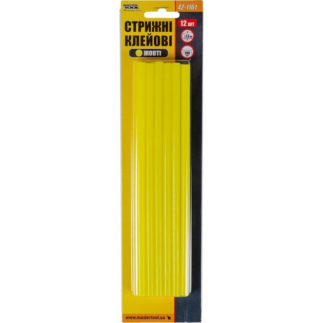 Стержні клеєві MASTERTOOL 7.2х200 мм 12 шт жовті 42-1161, фото , зображення 2 | SNABZHENIE.com.ua Стержні клеєві MASTERTOOL 7.2х200 мм 12 шт жовті 42-1161, фото , зображення 2 | SNABZHENIE.com.ua