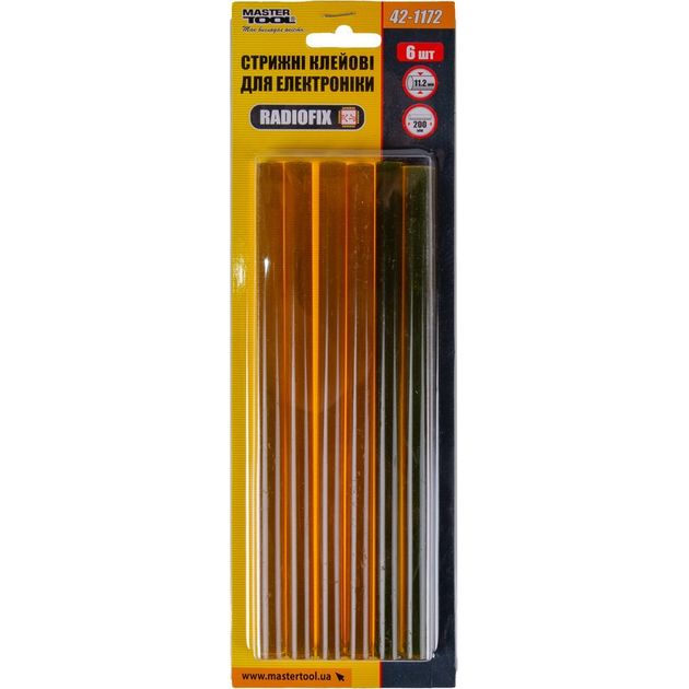 Клеевые стержни MASTERTOOL RADIOFIX 11.2х200 мм, 6 шт., фото , изображение 2 | SNABZHENIE.com.ua