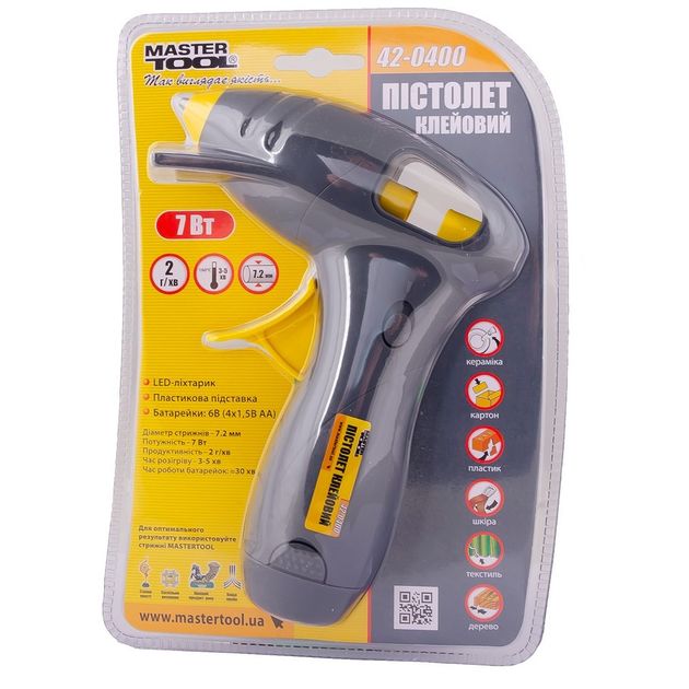 Клеевой пистолет MASTERTOOL на батарейках Ø7.2 мм DC6V 42-0400, фото , изображение 5 | SNABZHENIE.com.ua Клеевой пистолет MASTERTOOL на батарейках Ø7.2 мм DC6V 42-0400, фото , изображение 5 | SNABZHENIE.com.ua