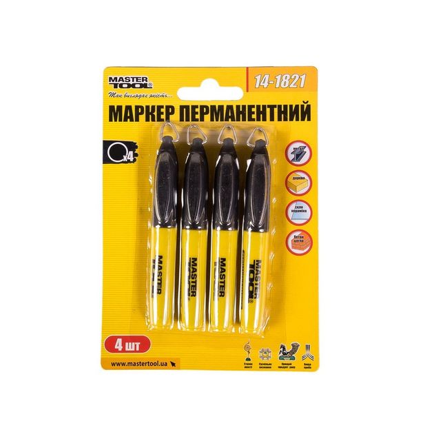 Маркер перманентний MASTERTOOL 4 шт чорний 14-1821, фото , зображення 4 | SNABZHENIE.com.ua Маркер перманентний MASTERTOOL 4 шт чорний 14-1821, фото , зображення 4 | SNABZHENIE.com.ua