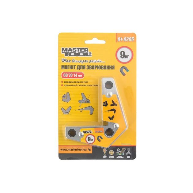 Угловой магнит для сварки MASTERTOOL 9 кг 15/60/90/120° 81-0206, фото , изображение 2 | SNABZHENIE.com.ua