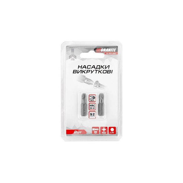 Насадки отвёрточные GRANITE PZ3x25 мм S2 2 шт 10-93-250, фото , изображение 2 | SNABZHENIE.com.ua Насадки отвёрточные GRANITE PZ3x25 мм S2 2 шт 10-93-250, фото , изображение 2 | SNABZHENIE.com.ua