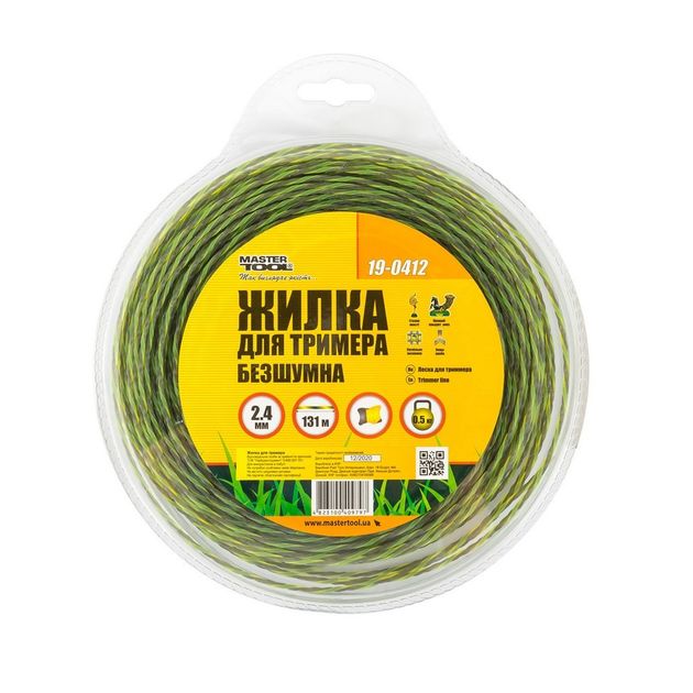 Леска для триммера MASTERTOOL SPIRAL SQUARE 2.4 мм, 131 м, двуцветная, фото , изображение 2 | SNABZHENIE.com.ua Леска для триммера MASTERTOOL SPIRAL SQUARE 2.4 мм, 131 м, двуцветная, фото , изображение 2 | SNABZHENIE.com.ua