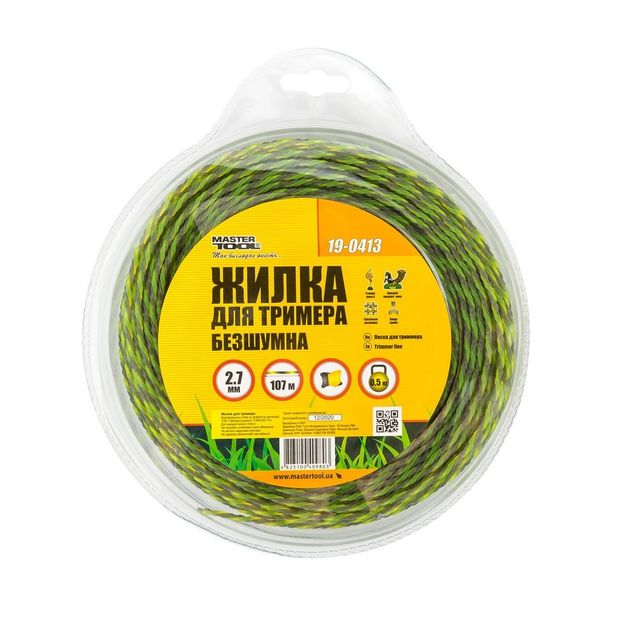 Леска для триммера безшумна MASTERTOOL SPIRAL SQUARE 2.70 мм 107 м (блистер) двоколірна 19-0413, фото , зображення 2 | SNABZHENIE.com.ua Леска для триммера безшумна MASTERTOOL SPIRAL SQUARE 2.70 мм 107 м (блистер) двоколірна 19-0413, фото , зображення 2 | SNABZHENIE.com.ua