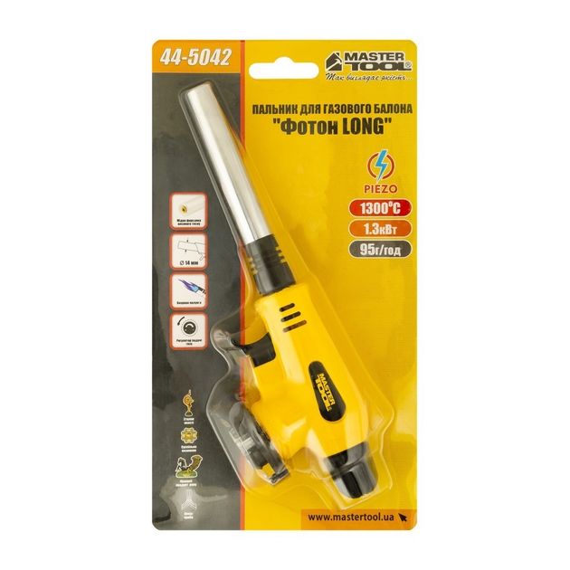 Горелка MASTERTOOL Фотон LONG, пьезоподжиг, удлиненное сопло Ø14 мм, фото , изображение 2 | SNABZHENIE.com.ua