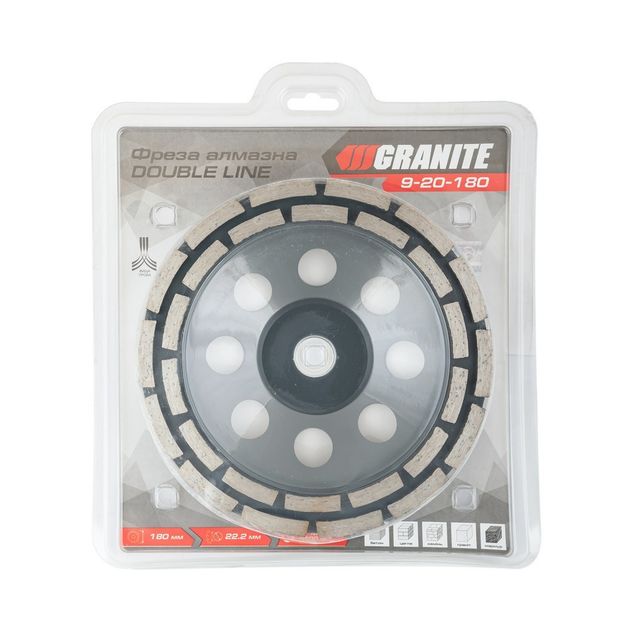 Алмазная торцевая фреза GRANITE DOUBLE LINE 180х22.2 мм 8300 об/мин, фото , изображение 2 | SNABZHENIE.com.ua