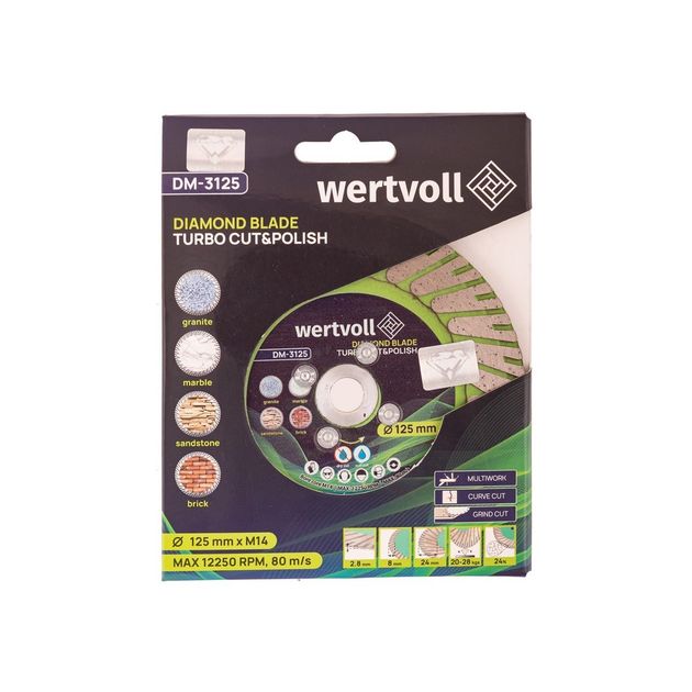 Диск алмазный WERTVOLL TURBO CUT&POLISH 125 мм, 24% высота слоя, фото , изображение 3 | SNABZHENIE.com.ua