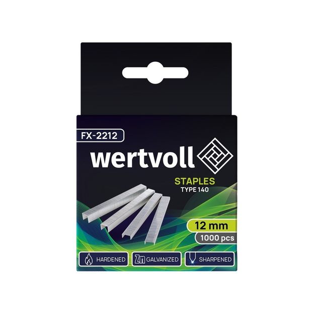 Скобы WERTVOLL R140 12 мм, 1000 шт, закаленные FX-2212, фото , изображение 2 | SNABZHENIE.com.ua Скобы WERTVOLL R140 12 мм, 1000 шт, закаленные FX-2212, фото , изображение 2 | SNABZHENIE.com.ua