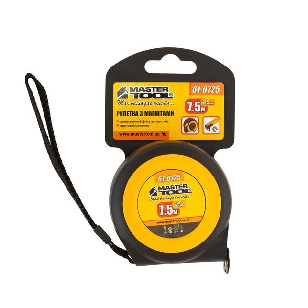 Рулетка MASTERTOOL 7.5 м с магнитами и автоматическим фиксатором, фото , изображение 4 | SNABZHENIE.com.ua