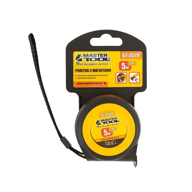 Рулетка MASTERTOOL 5 м с магнитами и автоматическим фиксатором, фото , изображение 4 | SNABZHENIE.com.ua