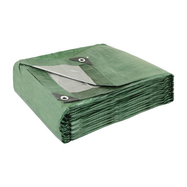 Тент MASTERTOOL 8х10 м двусторонний 130 г/м² хаки/серебро, фото  | SNABZHENIE.com.ua